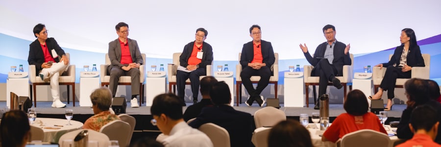 Panel discussion at the 2024 Temasek Tripartite Conversations Dialogue on AI Enabling Workforce Resilience.